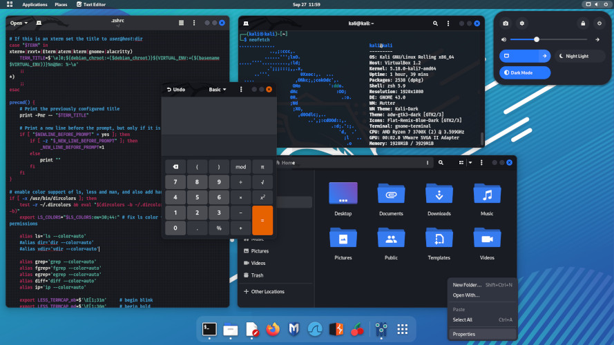 Kali Linux with GNOME desktop